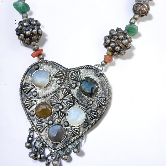 Antique tibetan silver agate necklace - Picture 12 of 13